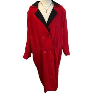 Vintage Red Duster Coat Oversized Minimalist Trench 2XL Silkworms